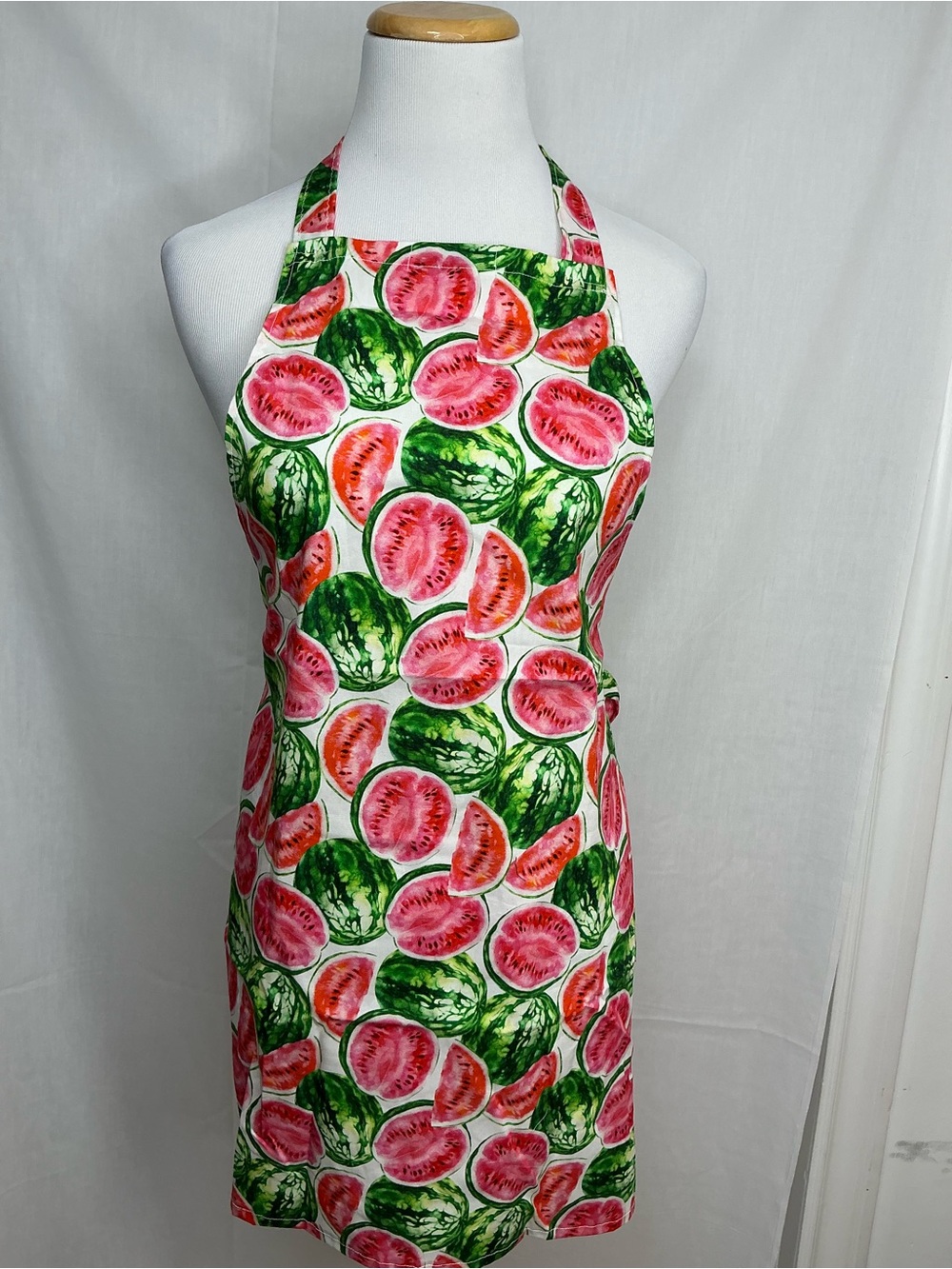 2102 - Watermelon Print Kitchen Apron - Green & Pink